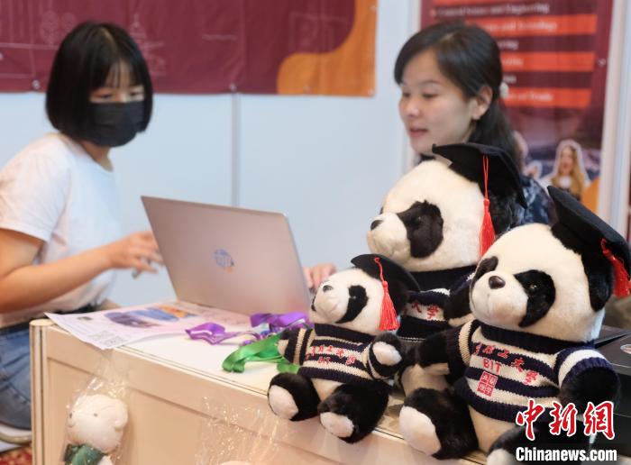 北京理工大學(xué)帶來可愛熊貓玩偶，頗為吸睛 陳悅 攝