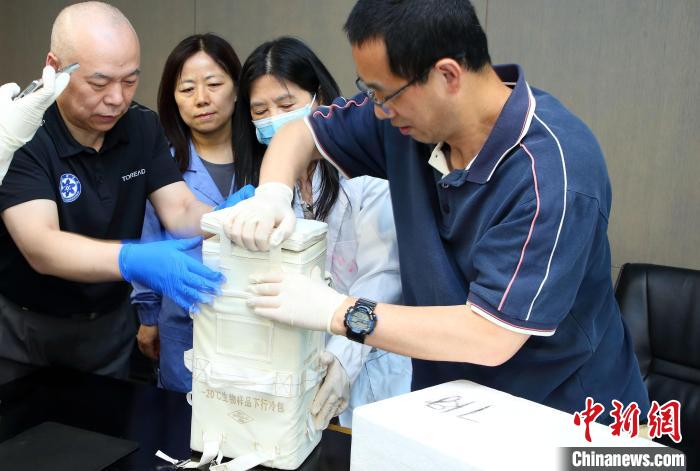 科研人員查看隨神舟十五號返回地面的空間科學(xué)實驗樣品?！≈锌圃嚎臻g應(yīng)用中心 供圖