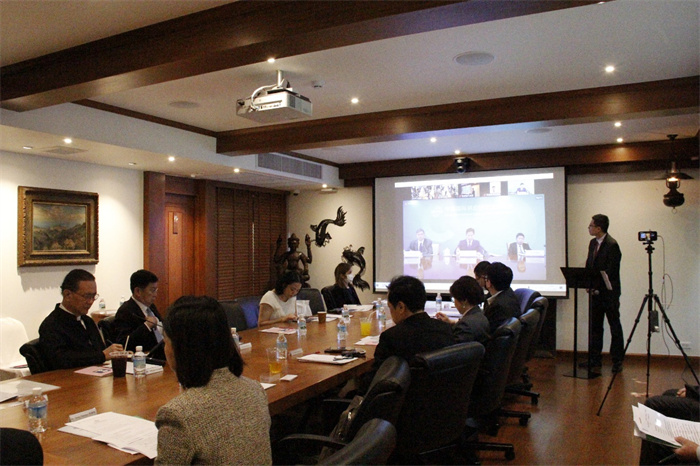  中國(guó)貿(mào)促會(huì)副會(huì)長(zhǎng)張慎峰視頻致辭。中國(guó)貿(mào)促會(huì)駐泰國(guó)代表處供圖