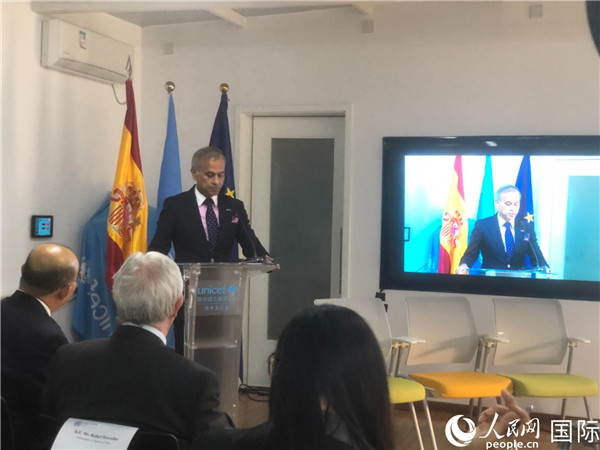 聯(lián)合國(guó)駐華協(xié)調(diào)員常啟德在研討會(huì)上致辭。 人民網(wǎng)記者 趙健攝