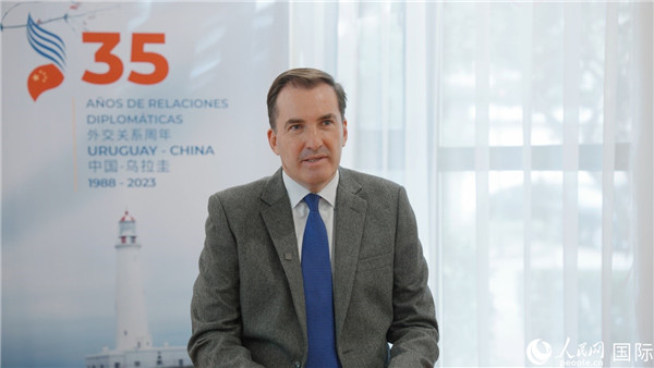 烏拉圭駐華大使費(fèi)爾南多·盧格里斯接受人民網(wǎng)專訪。 人民網(wǎng)記者 張若涵攝