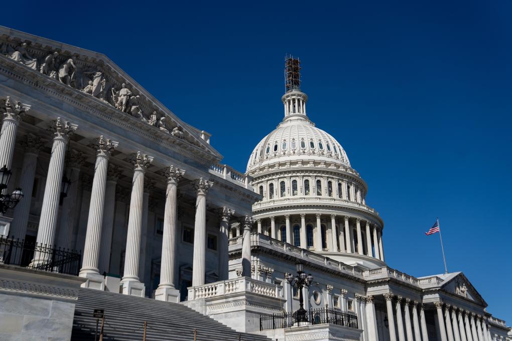 圖為2023年10月11日在美國首都華盛頓拍攝的國會大廈。新華社記者 劉杰 攝