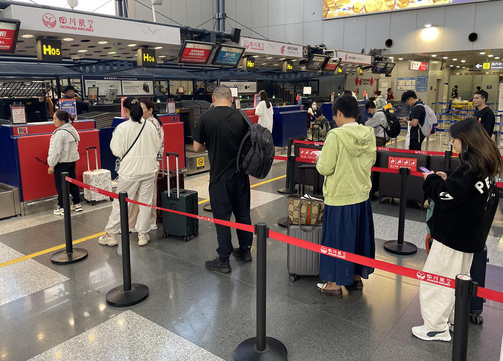 旅客在首都機場排隊辦理登機手續(xù)。人民網(wǎng)記者 喬雪峰攝