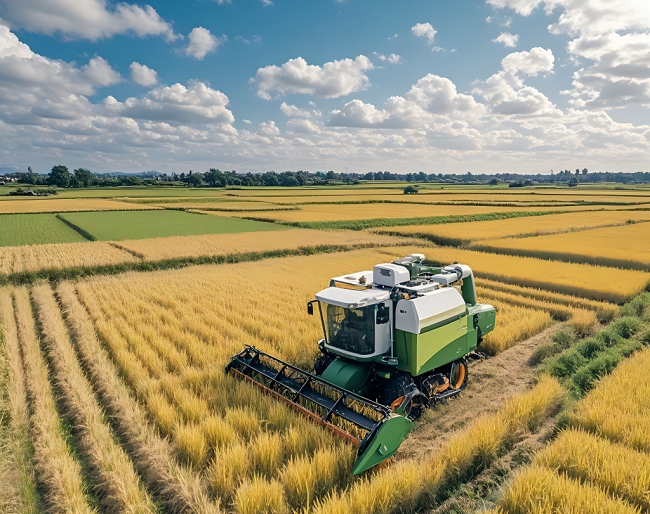 河南省信陽市羅山縣水稻種植戶抓住有利天氣搶收水稻。黃錢錢攝