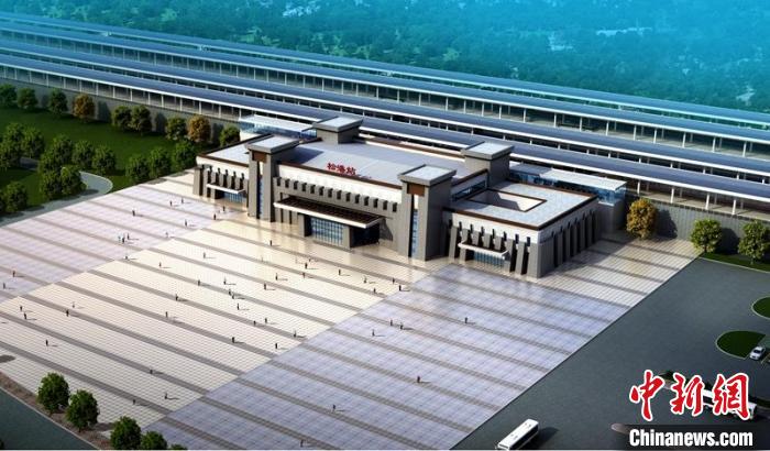成蘭鐵路松潘站設(shè)計效果圖?！≈需F八局供圖