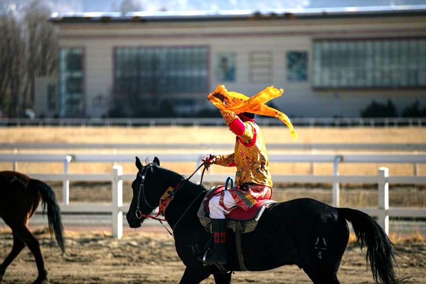 藏歷新年，精彩的馬術(shù)表演。張靜攝